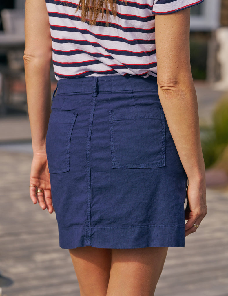 JAMESON SKIRT Summer Navy, Italian Performance Linen