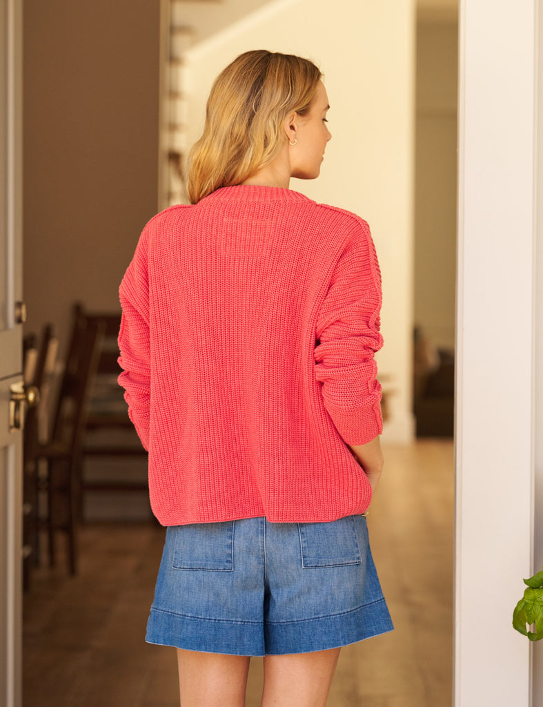 MONTECITO CARDIGAN Lobster, Pure Italian Cotton