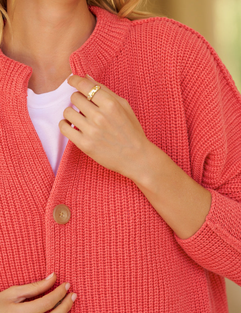 MONTECITO CARDIGAN Lobster, Pure Italian Cotton