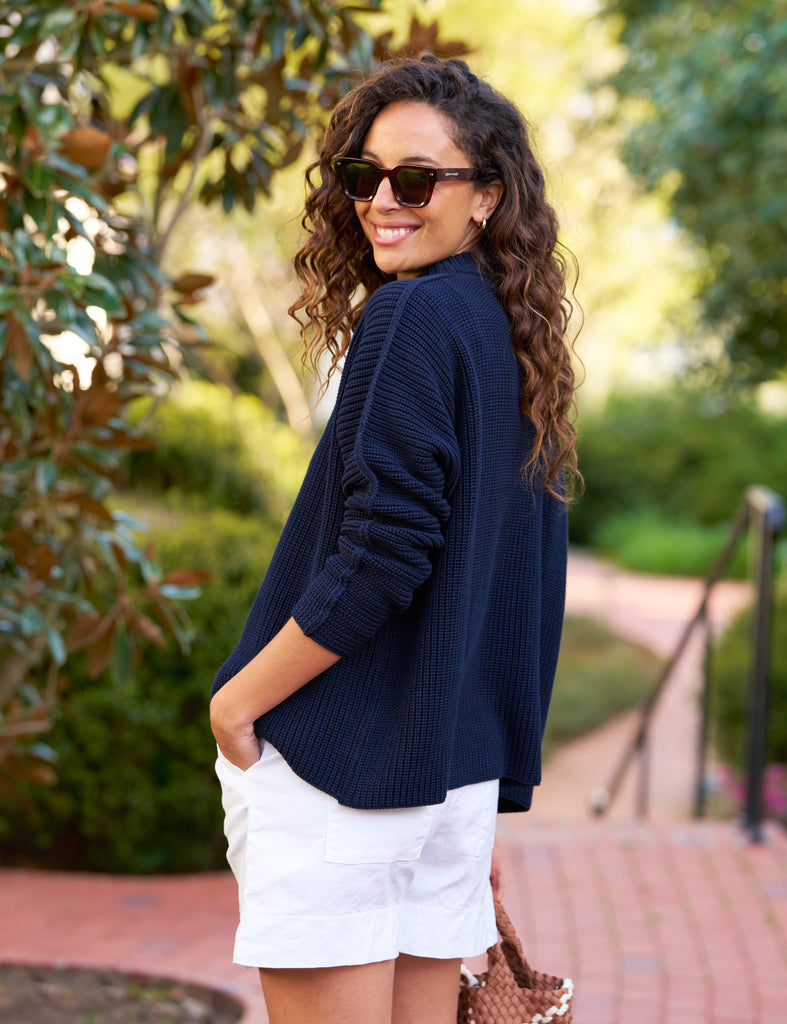 MONTECITO SWEATER Marine, Pure Italian Cotton