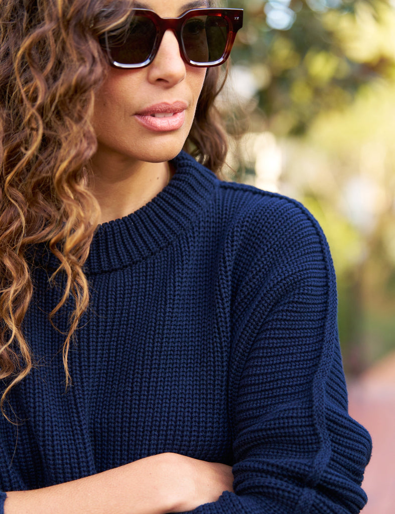 MONTECITO SWEATER Marine, Pure Italian Cotton