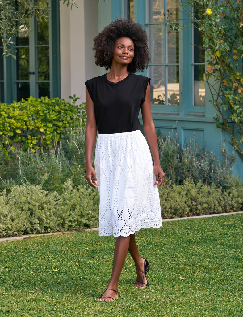 GRACE SKIRT White, Eyelet Cotton