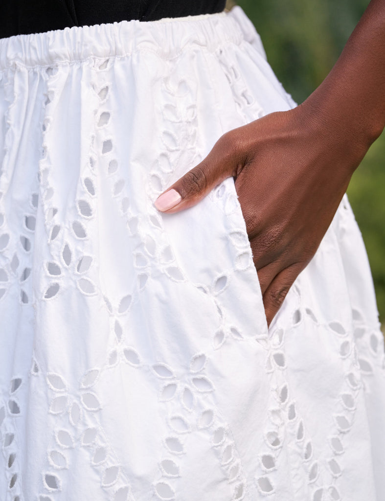 GRACE SKIRT White, Eyelet Cotton