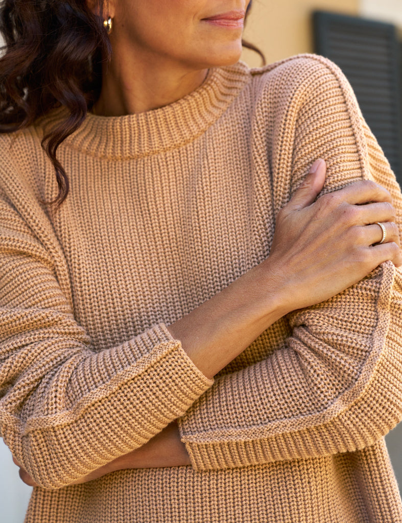 MONTECITO SWEATER Camel, Pure Italian Cotton