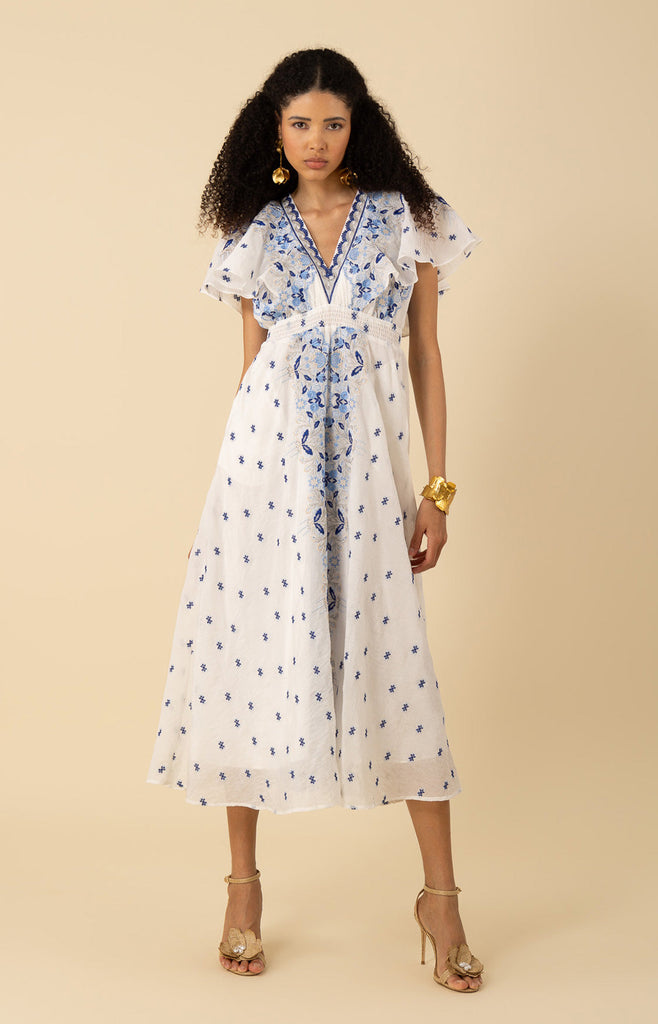 Elianna Embroidered Organza Maxi Dress