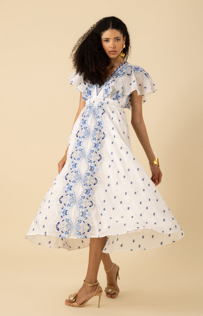 Elianna Embroidered Organza Maxi Dress