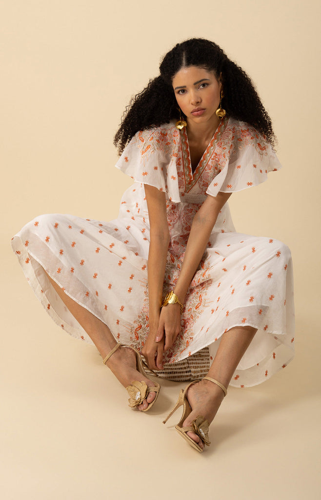 Elianna Embroidered Organza Maxi Dress