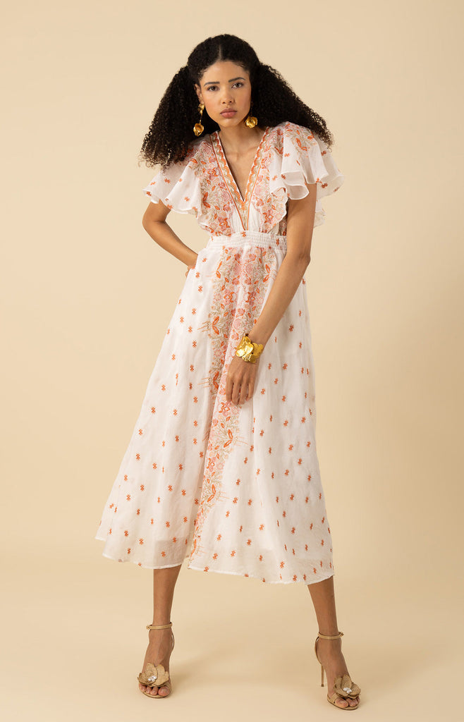 Elianna Embroidered Organza Maxi Dress