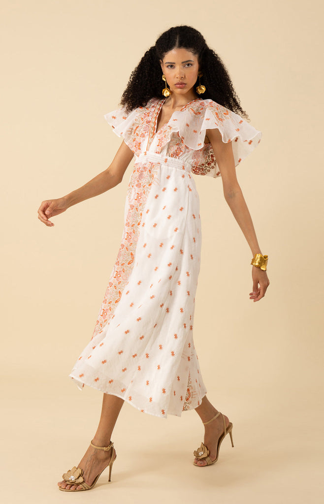 Elianna Embroidered Organza Maxi Dress