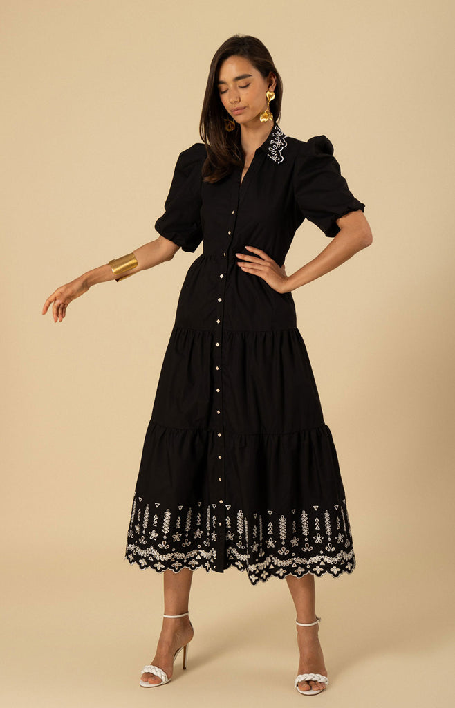 Martha Embroidered Poplin Maxi Dress