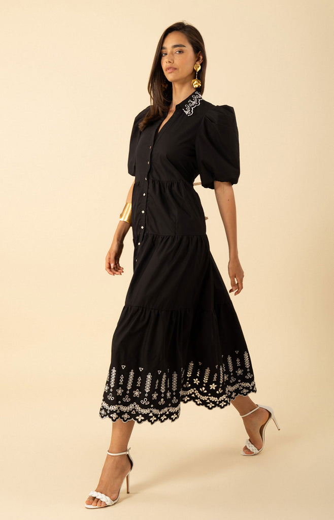 Martha Embroidered Poplin Maxi Dress