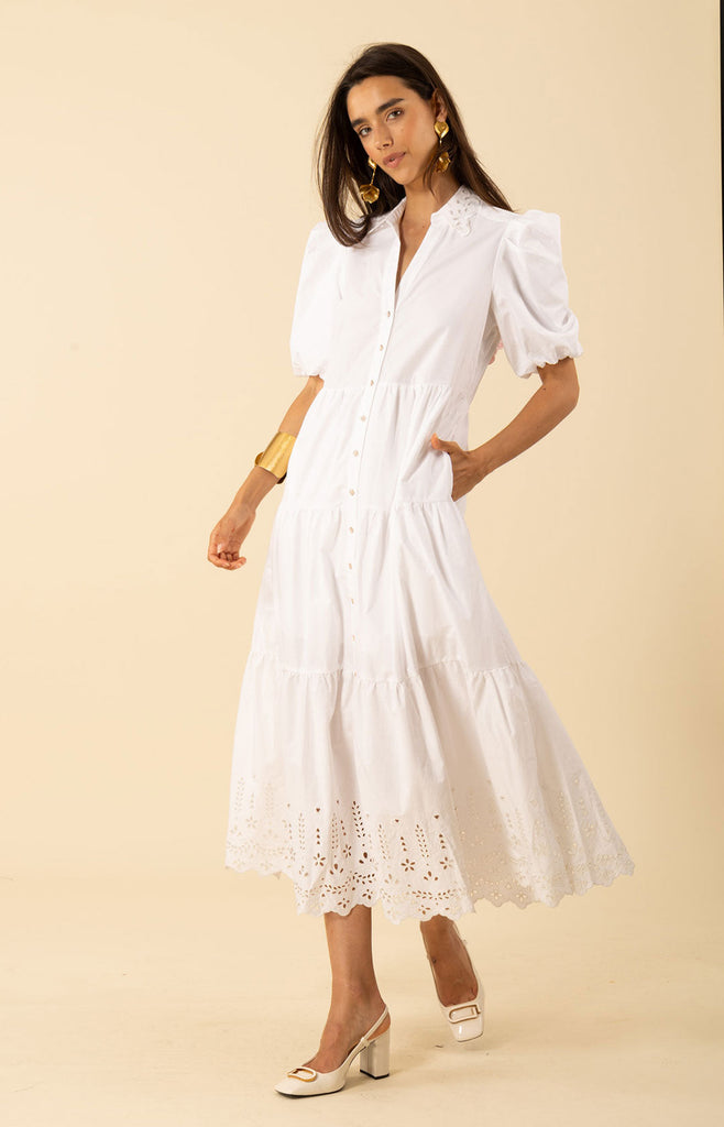 Martha Embroidered Poplin Maxi Dress