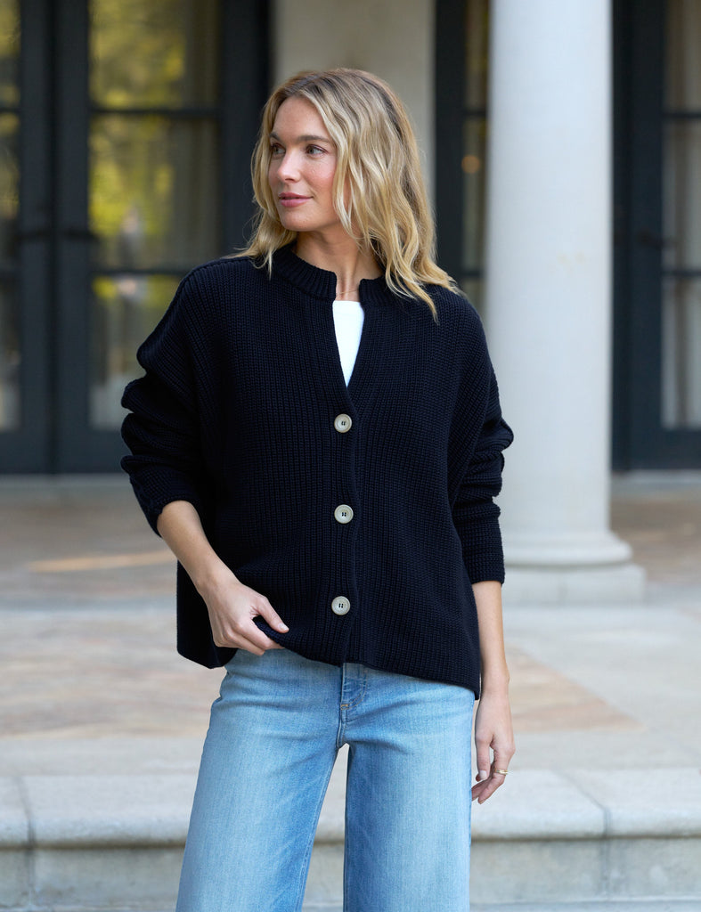 MONTECITO CARDIGAN Marine, Pure Italian Cotton