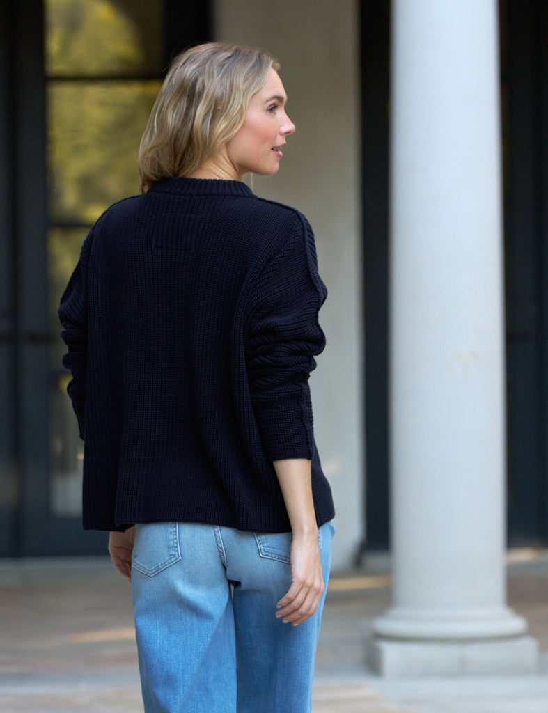 MONTECITO CARDIGAN Marine, Pure Italian Cotton