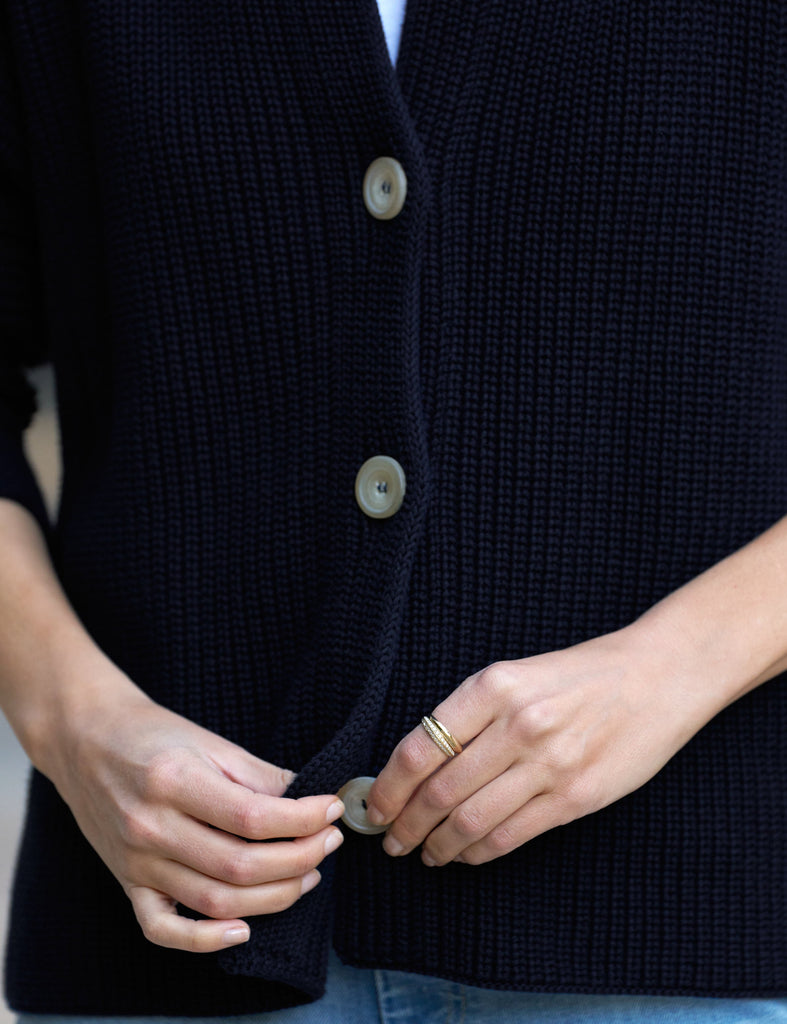 MONTECITO CARDIGAN Marine, Pure Italian Cotton