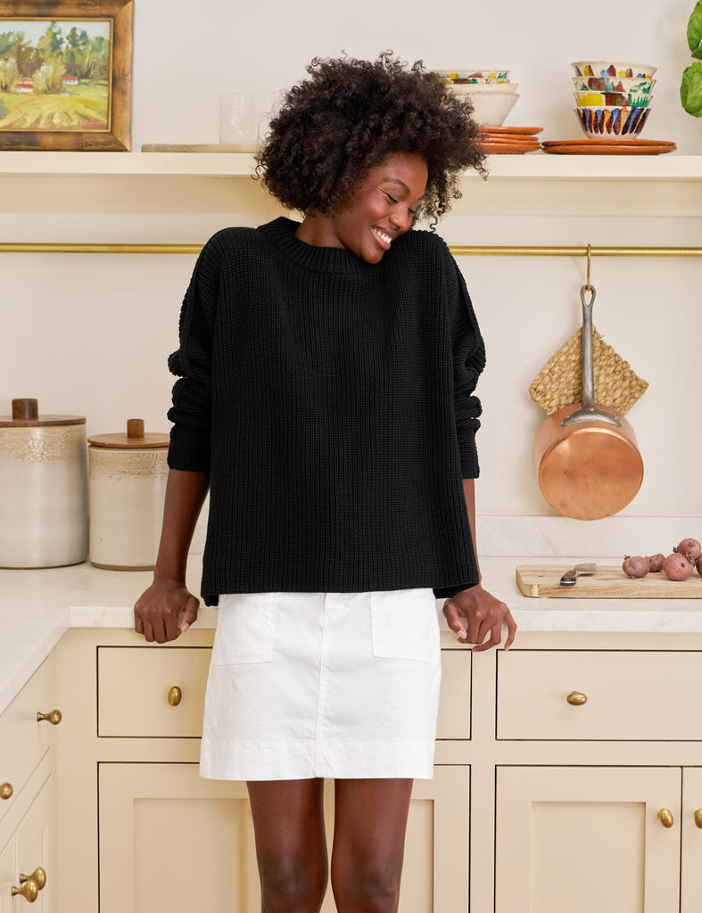 MONTECITO SWEATER Black, Pure Italian Cotton