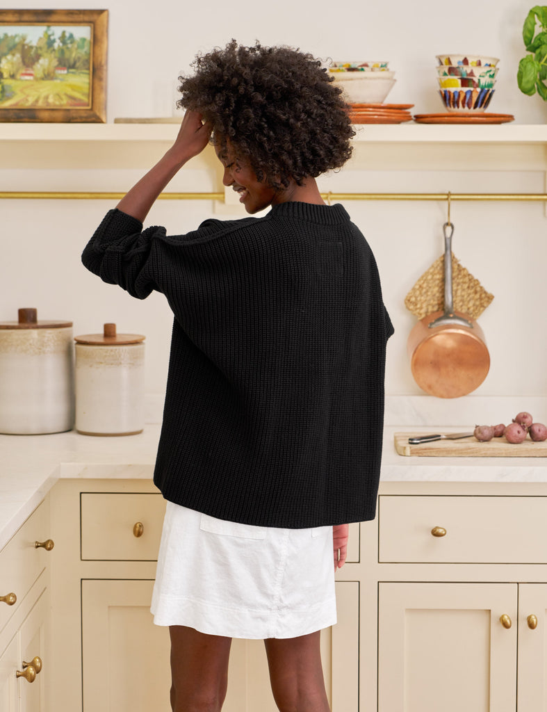 MONTECITO SWEATER Black, Pure Italian Cotton