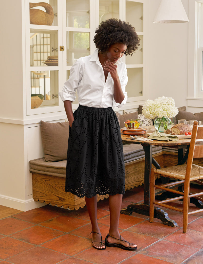 GRACE SKIRT Black, Eyelet Cotton