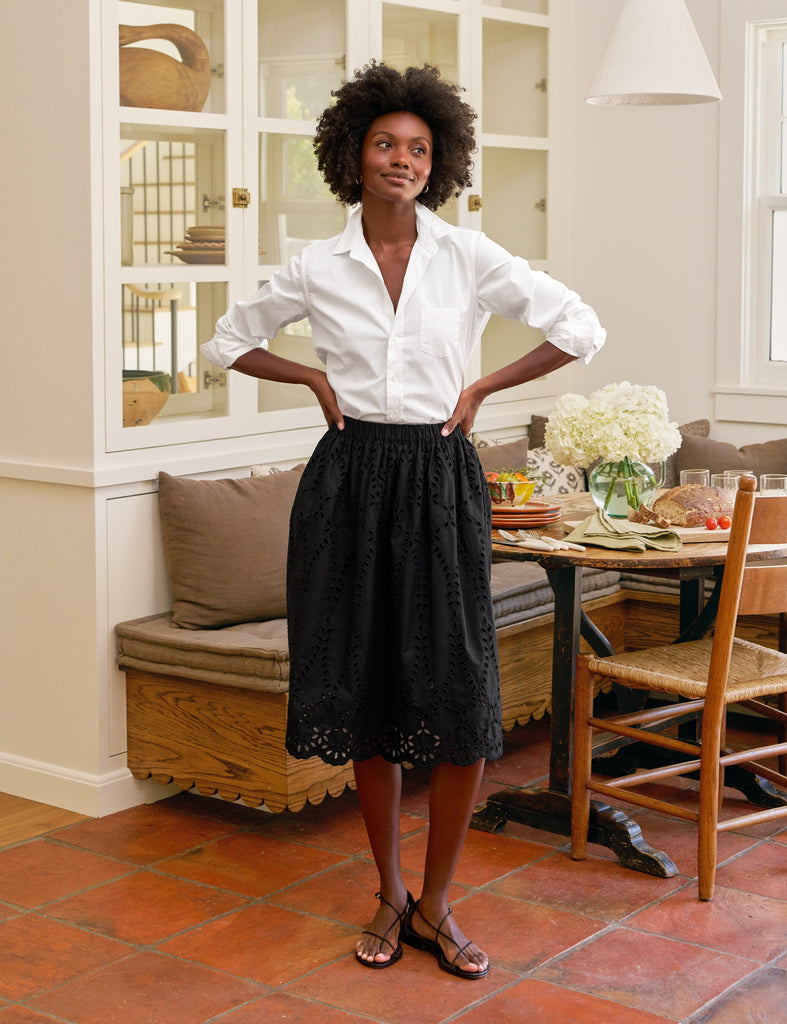 GRACE SKIRT Black, Eyelet Cotton