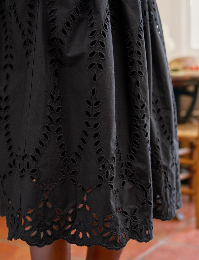 GRACE SKIRT Black, Eyelet Cotton