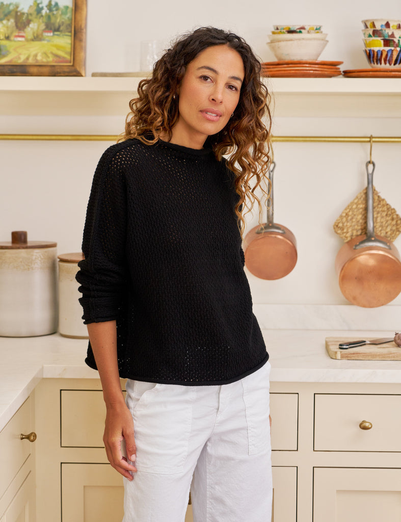 MONTEREY POINTELLE Black, Pure Italian Cotton