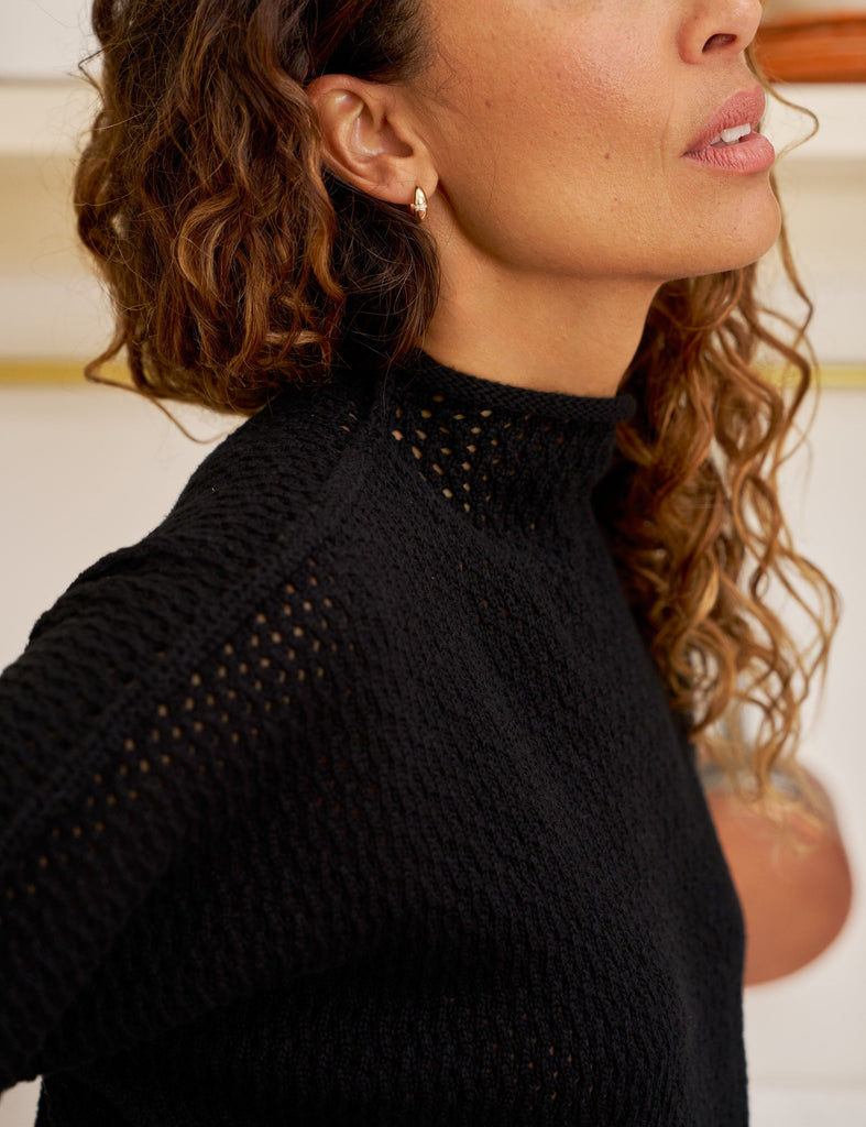 MONTEREY POINTELLE Black, Pure Italian Cotton