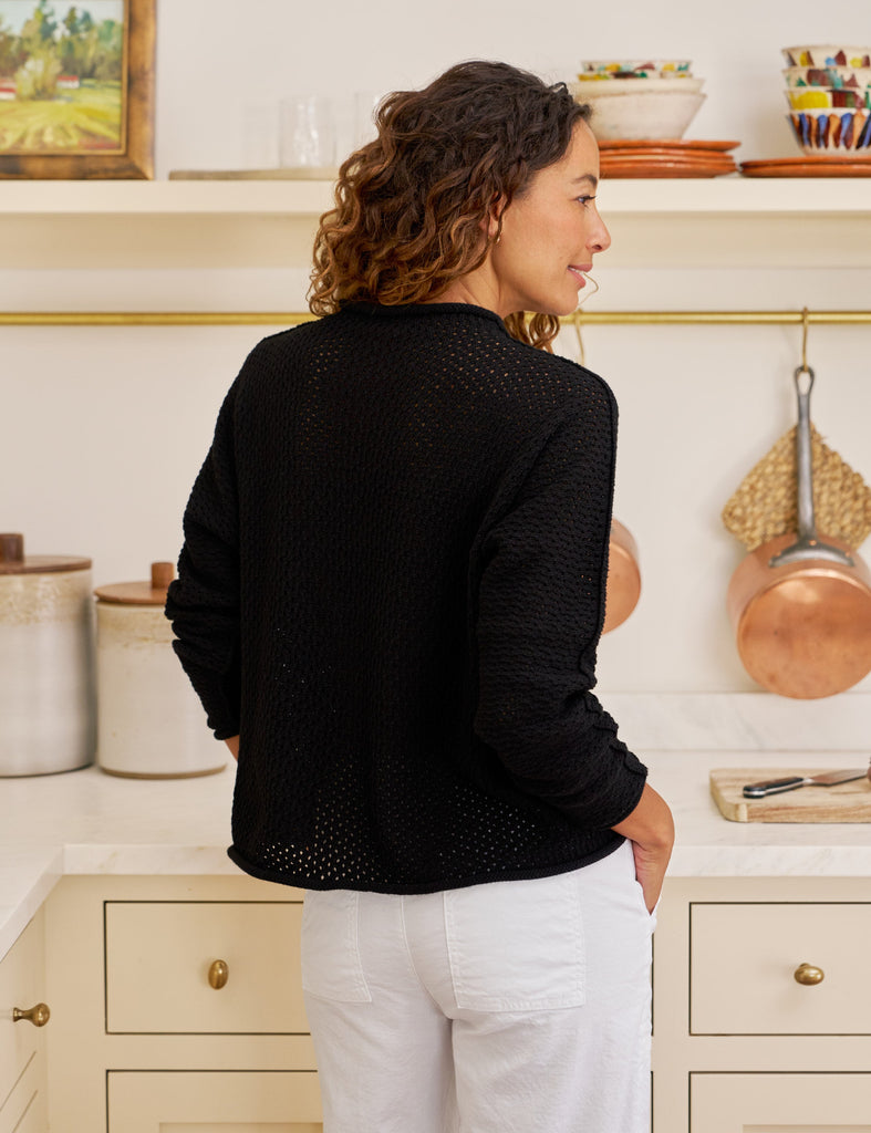 MONTEREY POINTELLE Black, Pure Italian Cotton