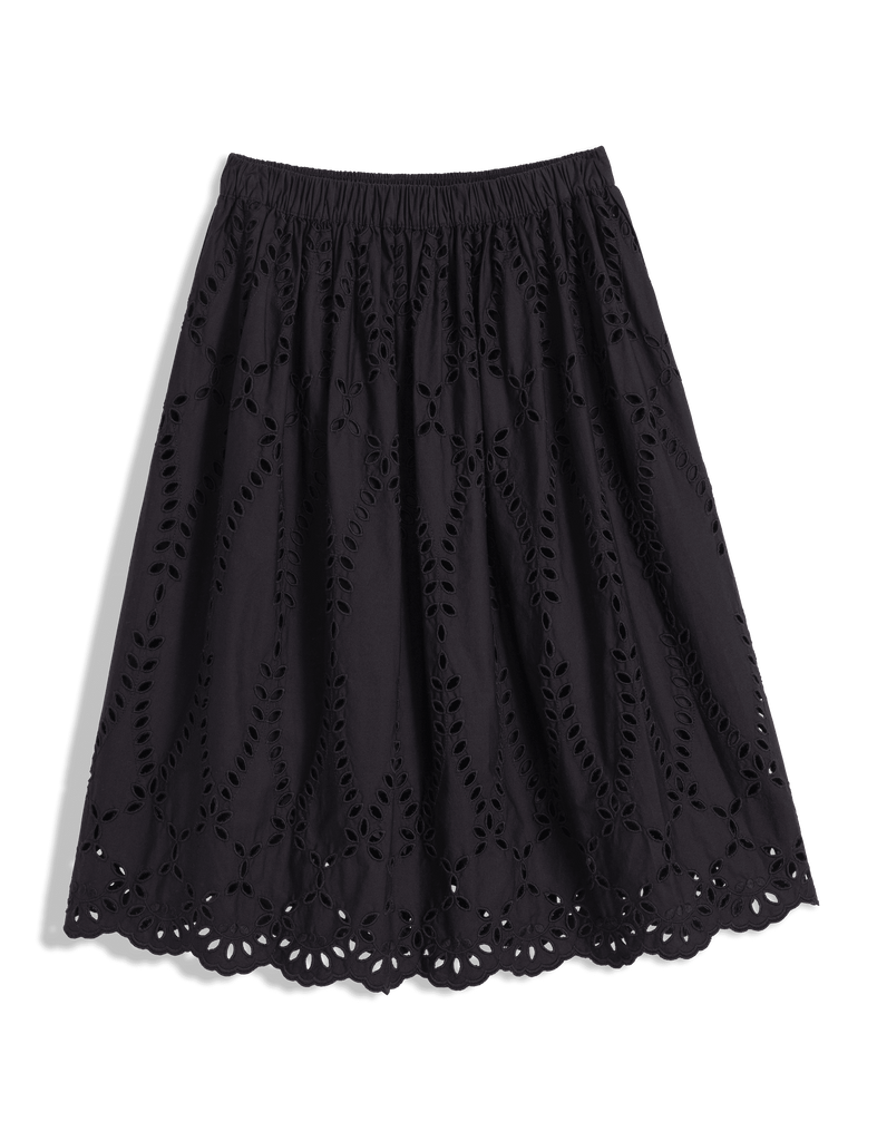 GRACE SKIRT Black, Eyelet Cotton